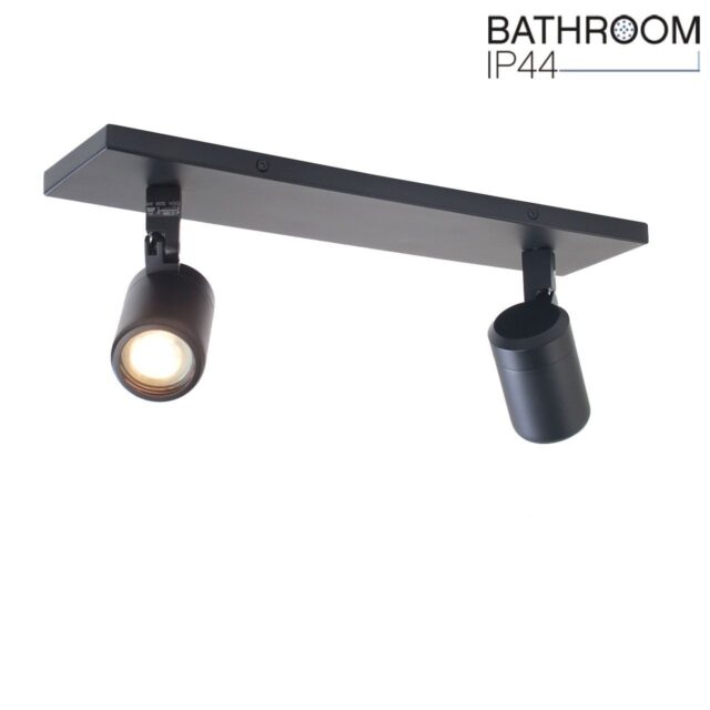 Zwarte badkamerlamp rain 2 lichts IP44