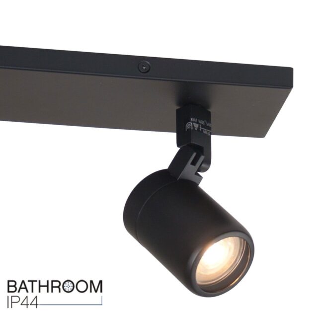 Zwarte badkamerlamp rain 2 lichts IP44