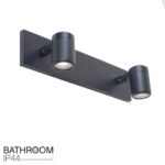 Zwarte badkamerlamp rain 2 lichts IP44