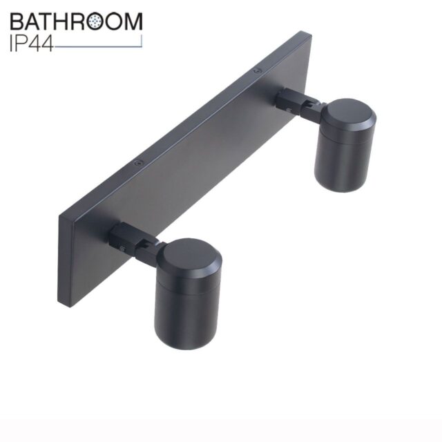 Zwarte badkamerlamp rain 2 lichts IP44