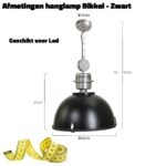 Zwarte industriële hanglamp Bikkel