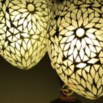 Oosterse 5 bol hanglamp mozaïek Papaja Turkish Design Ø35cm grijs-wit