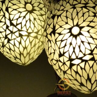 Oosterse 5 bol hanglamp mozaïek Papaja Turkish Design Ø35cm grijs-wit
