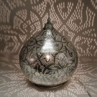 Oosterse metalen tafellamp ø26cm Filigrain Onion Design zilver klein