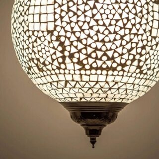 Oosterse mozaïek hanglamp Indian Design grijs-wit Ø25cm