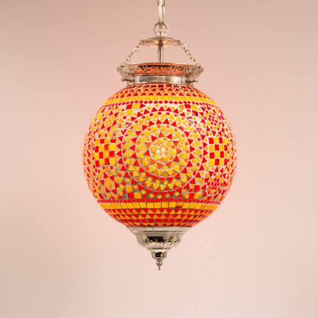 Oosterse mozaïek hanglamp Indian Design rood-oranje Ø25cm