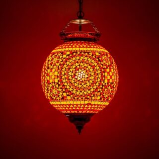 Oosterse mozaïek hanglamp Indian Design rood-oranje Ø25cm