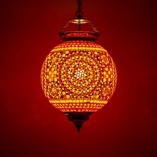 Oosterse mozaïek hanglamp Indian Design rood-oranje Ø25cm