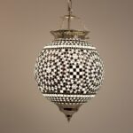 Oosterse mozaïek hanglamp Indian Design zwart-wit Ø25cm
