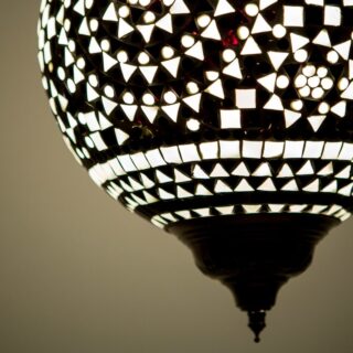 Oosterse mozaïek hanglamp Indian Design zwart-wit Ø25cm