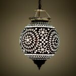 Oosterse mozaïek hanglamp Indian Design zwart-wit Ø25cm