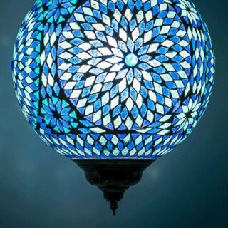 Oosterse mozaïek hanglamp Turkish Design blauw Ø25cm