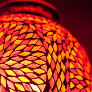 Oosterse mozaïek hanglamp Turkish Design Papaja rood-oranje Ø25cm