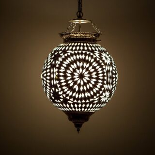 Oosterse mozaïek hanglamp Turkish Design zwart-wit Ø25cm