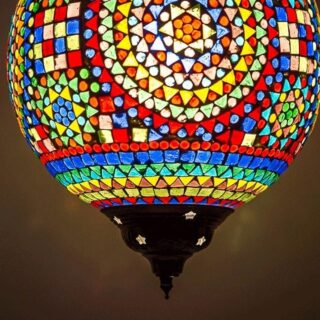 Oosterse mozaïek plafondlamp Indian Design multi colour Ø25cm
