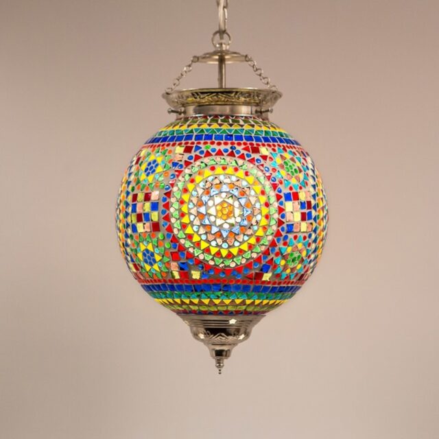 Oosterse mozaïek plafondlamp Indian Design multi colour Ø25cm