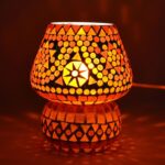 Oosterse mozaïek tafellamp H17cm Mushroom Traditioneel Design rood-oranje