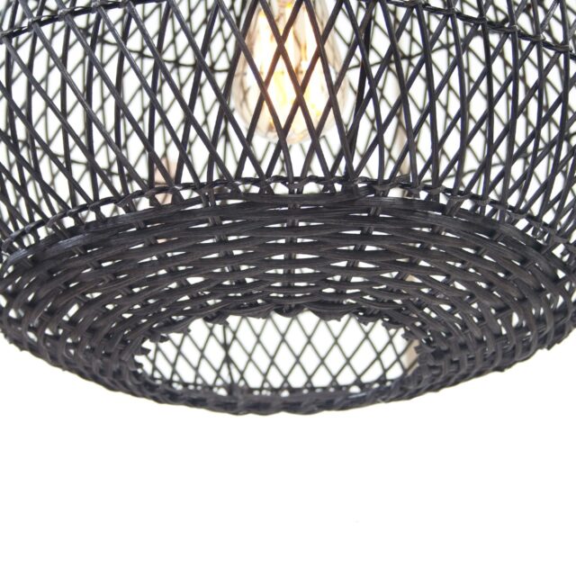 Zwarte rieten hanglamp peer 40 cm