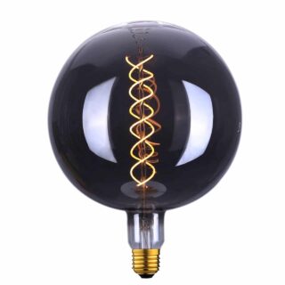 Highlight Globelamp Ø200mm LED Titanium Glas Spiraal Filament 240V 4W 80lm E27, 2200K Dimbaar, energielabel A