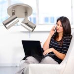 Moderne ronde plafond spot 2 lichts staal