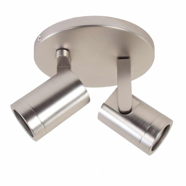 Moderne ronde plafond spot 2 lichts staal