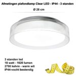 Witte plafond- badkamerlamp Clear Ø28 cm klein