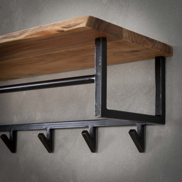 Kapstok edge 6 haken hoedenplank