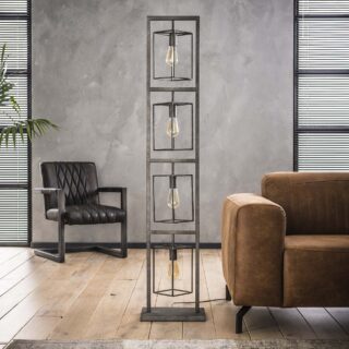 Vloerlamp Cubic Tower | 4 lichts | zwart | 160 cm | modern design