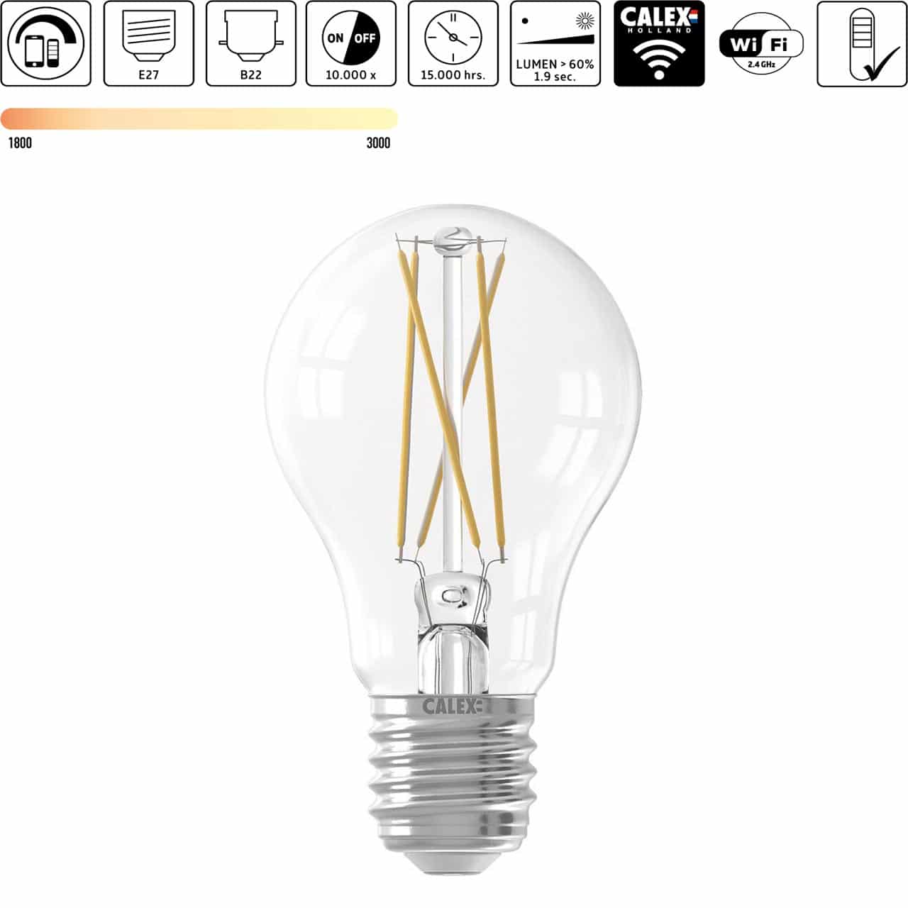 E27 Calex Smart Home dimbaar helder standaard lamp LED