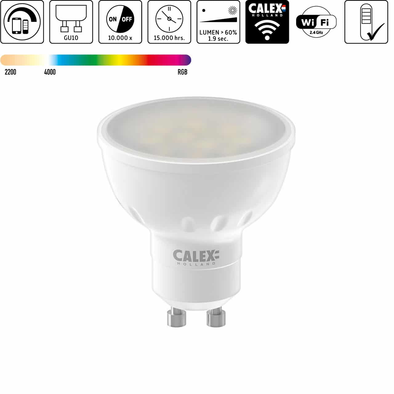 GU 10 Calex Smart Home dimbaar Reflector lamp LED spot RGB
