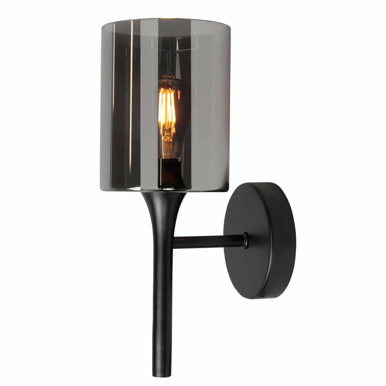 Moderne wandlamp Diverso smoke 1-lichts rond