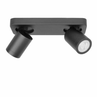 Rechthoekige IP44 badkamer spot Oliver | 2 lichts | zwart | 26 x 9,5 cm | dimbaar | modern design