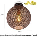 Zwarte opengewerkte plafondlamp Oronero Ø30cm