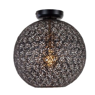 Zwarte opengewerkte plafondlamp Oronero Ø30cm