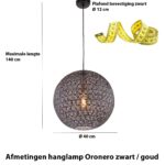 Zwarte opengewerkte tafellamp Oronero Ø30cm