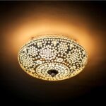 Oosterse mozaïek plafondlamp Indian Design grijs wit Ø25cm