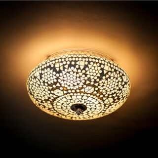 Oosterse mozaïek plafondlamp Indian Design grijs wit Ø50cm