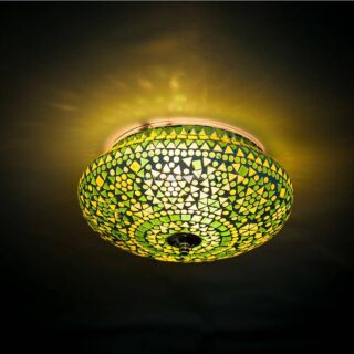 Oosterse mozaïek plafondlamp Indian Design groen Ø38cm