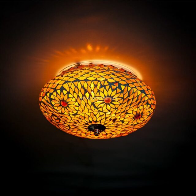 Oosterse mozaïek plafondlamp Turkish Design bruin beige Ø25cm