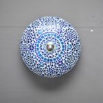 Oosterse mozaïek plafondlamp | zwart / wit | glas | Ø 25 cm | indian design