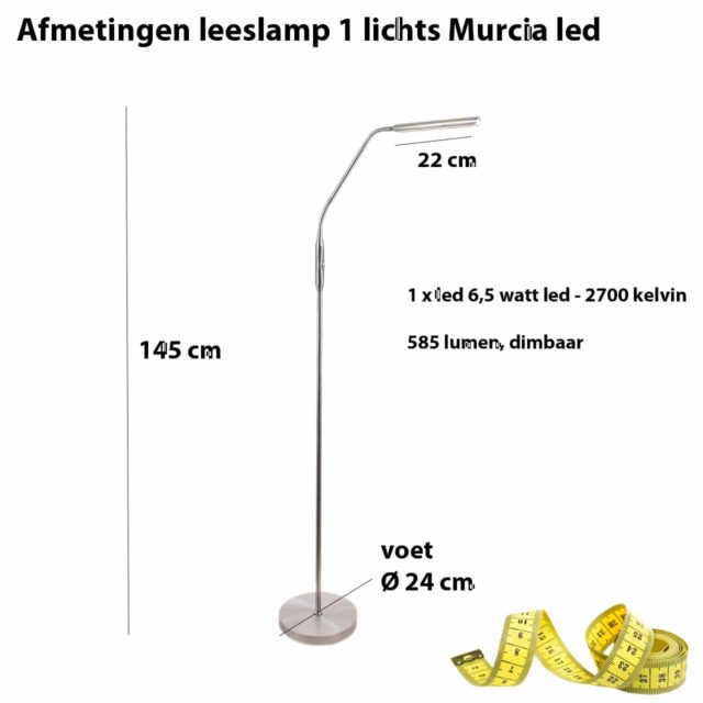 Leeslamp 1 lichts Murcia met dimmer
