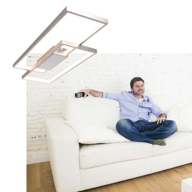 Moderne plafondlamp Stretto staal met 3 standen dimmer