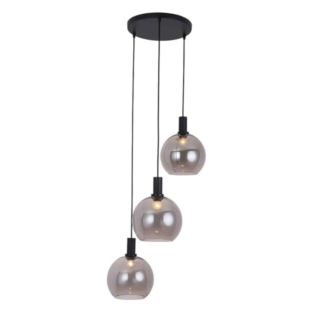 Moderne hanglamp Chandra smoke 3 x Ø25 cm rond