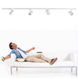 Witte Spanningsrail Met 4 Verstelbare Spots Modern Gu10