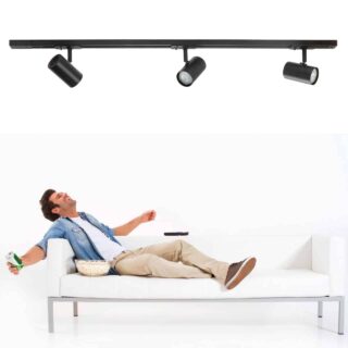 Zwarte Spanningsrail Spot 3 Lichtpunten Gu10 Draai Kantelbaar 100 Cm