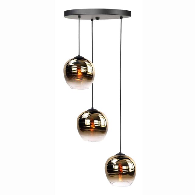 Landelijke hanglamp Fantasy Apple goud rond 3-lichts