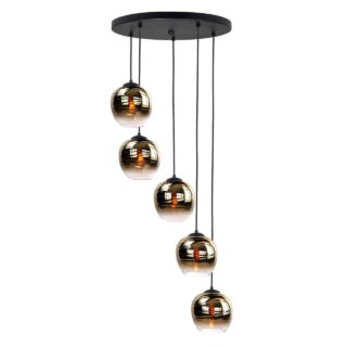 Landelijke hanglamp Fantasy Apple goud rond 5-lichts