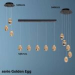 Sierlijke eettafellamp Golden Egg 5-lichts balk