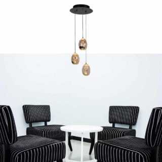 Sierlijke hanglamp Golden Egg 3-lichts rond