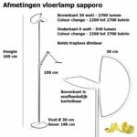 Verstelbare bronzen vloerlamp New Sapporo led met leesarm - 30 watt - 6 watt